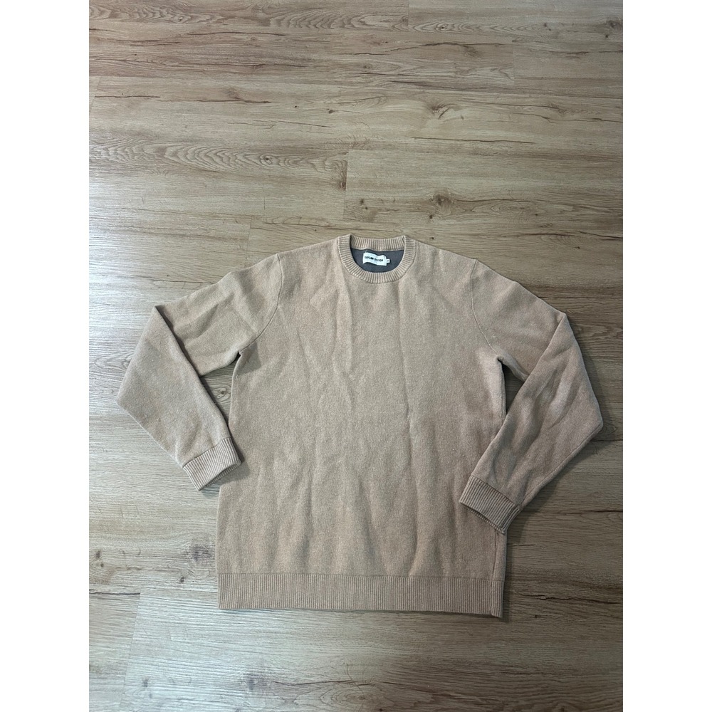 Taylor Stitch Sweater Mens 40 Medium Tan Wool Blend Crewneck Knit Pullover